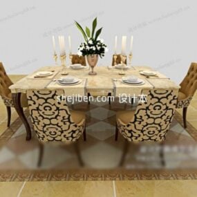 Simple Wood Table Carved Leg 3d model