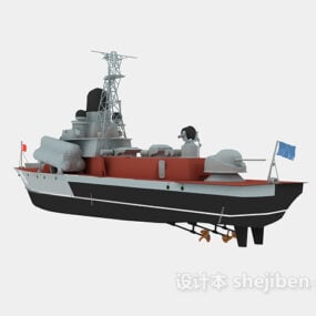 Modelo 3d de brinquedo de navio de guerra
