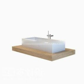 Washbasin On Wooden Plate 3d model