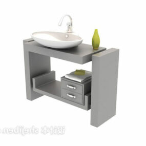 Lavabo de salle de bain avec robinet modèle 3D