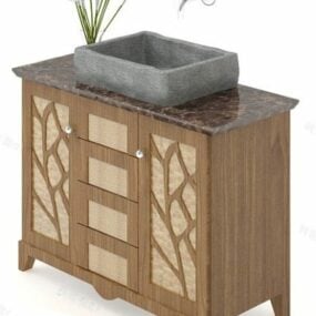 Concrete Washbasin With Cabinet 3d model