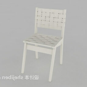 כסא אריגה עץ לבן דגם תלת מימד