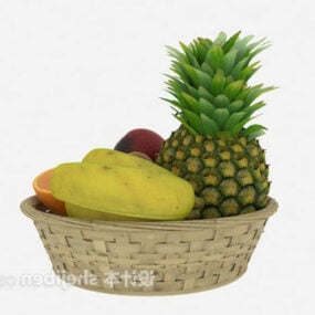 Ananas fruktkorg Set 3d-modell