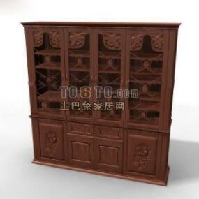 Black Wood Tv Cabinet With Tv On Wall 3d model