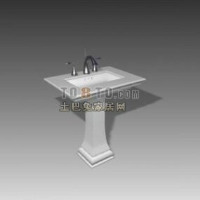 White Washbasin European Modern Furniture 3d model