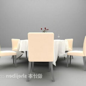 White Round Dinning Table 3d model