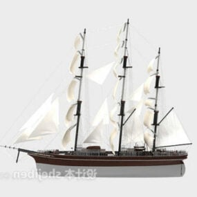 Modelo 3d de veleiro à vela branco