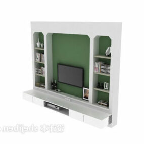 White Green Tv Wall Decor 3d model