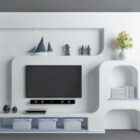 Vit TV-väggskåp med dekorering