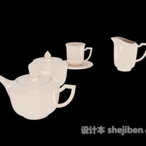 White Classic Teapot Set 3d model