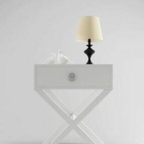 White Decorative Bedside Table 3d model