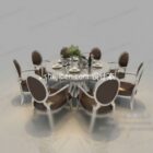White fashion round dining table 3d model .