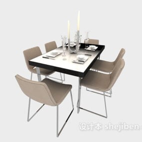 Cómoda mesa de comedor moderna modelo 3d