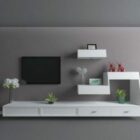 Белая расписная стена для телевизора шкафа
