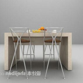 White Marble Table And Chair 3d model