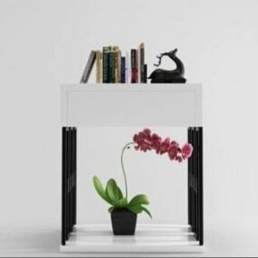 Mesa de cabeceira minimalista branca modelo 3d