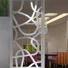 White Partition Screen Curved Shape 3d-model