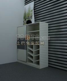 Modern Style Shoe Cabinet White Color 3d model