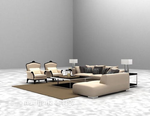 Klassische Sofakombination aus weißem Leder