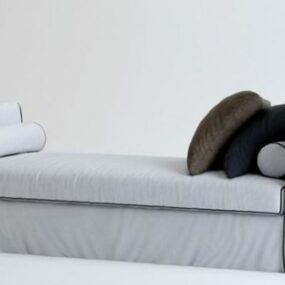 مبل تختخوابشو سفید با کوسن مدل سه بعدی