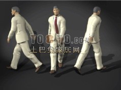 Modelo 3d de personaje de hombre de traje blanco