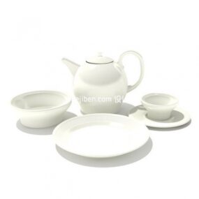 White Tea Cup Set V1 3d model