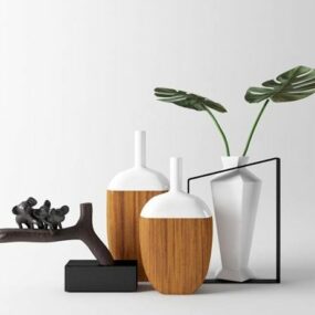 White Wood Vase 3d model
