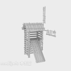 प्राचीन पवनचक्की भवन 3डी मॉडल