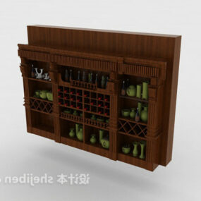 کابینت شراب دیواری مبلمان چوبی مدل سه بعدی