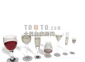 Juego de copas de vino de varios tamaños modelo 3d