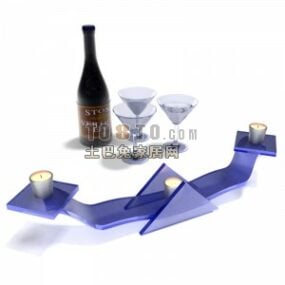 Gelas Anggur Dengan Peralatan Makan Hias model 3d