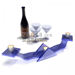 مجموعة النبيذ الزجاج مع الشمعدان