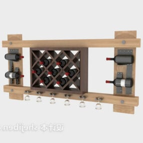 Modelo 3d de móveis para rack de vinho de parede