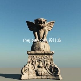 Wing Dog Outdoor Statue 3d model
