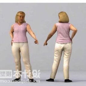 Femme avec chemise rose modèle 3D