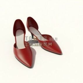 女性の赤い靴の革完成品 3D モデル