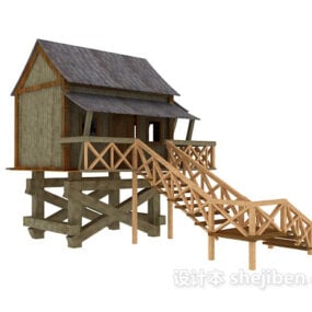 Mô hình túp lều gỗ 3d