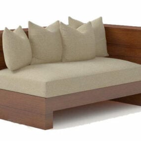 تنجيد أريكة خشبية خلفية نموذج ثلاثي الأبعاد