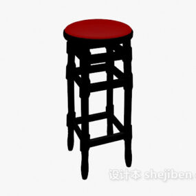 Wood Bar Stool Old Style 3d model