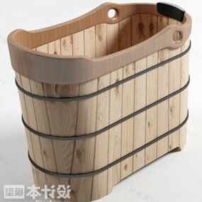 حوض استحمام خشبي ياباني نموذج 3D