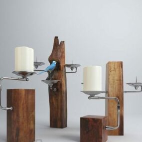 Wood Candlestick Decorative 3d model