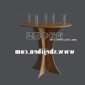Rundt træ sofabord buet ben 3d model