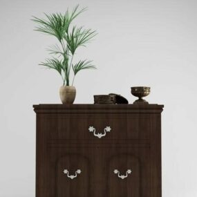 3д модель деревянного бокового шкафа для гостиной