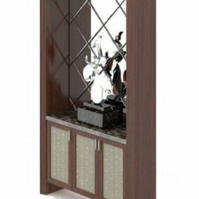 Wood Entrance Cabinet With Decorating 3d model
