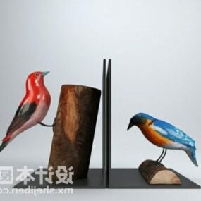 Escultura de pássaro em madeira decorando modelo 3D