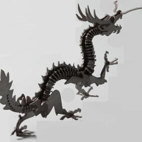 Dragão de madeira esculpido modelo 3D