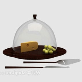 Wooden Food Plate With Spoon 3d model