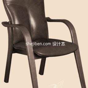 كرسي عمل جلد بني موديل 3D