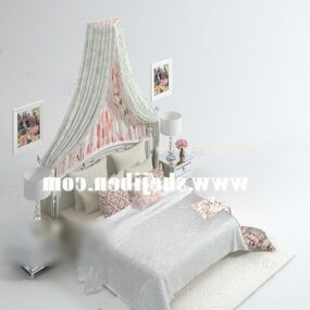 Princess Bed Furniture White color 3d model