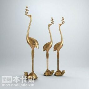Meubles de décoration de grue dorée modèle 3D